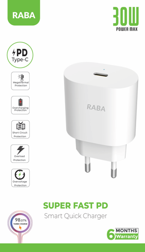 RABA 30W iPhone PD Charger (Type-c To iPhone)