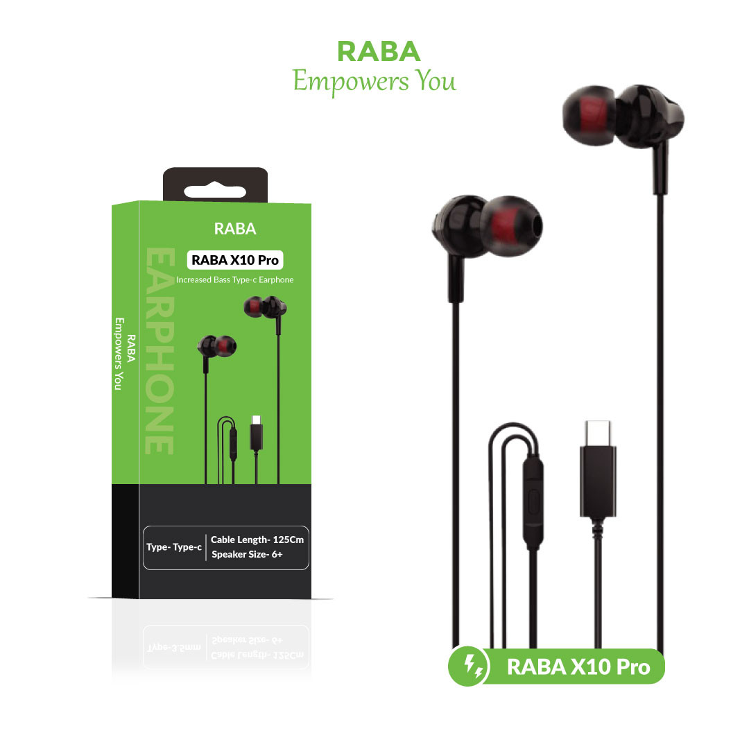 RABA X10 Pro Increased Bass Type-c Earphone 